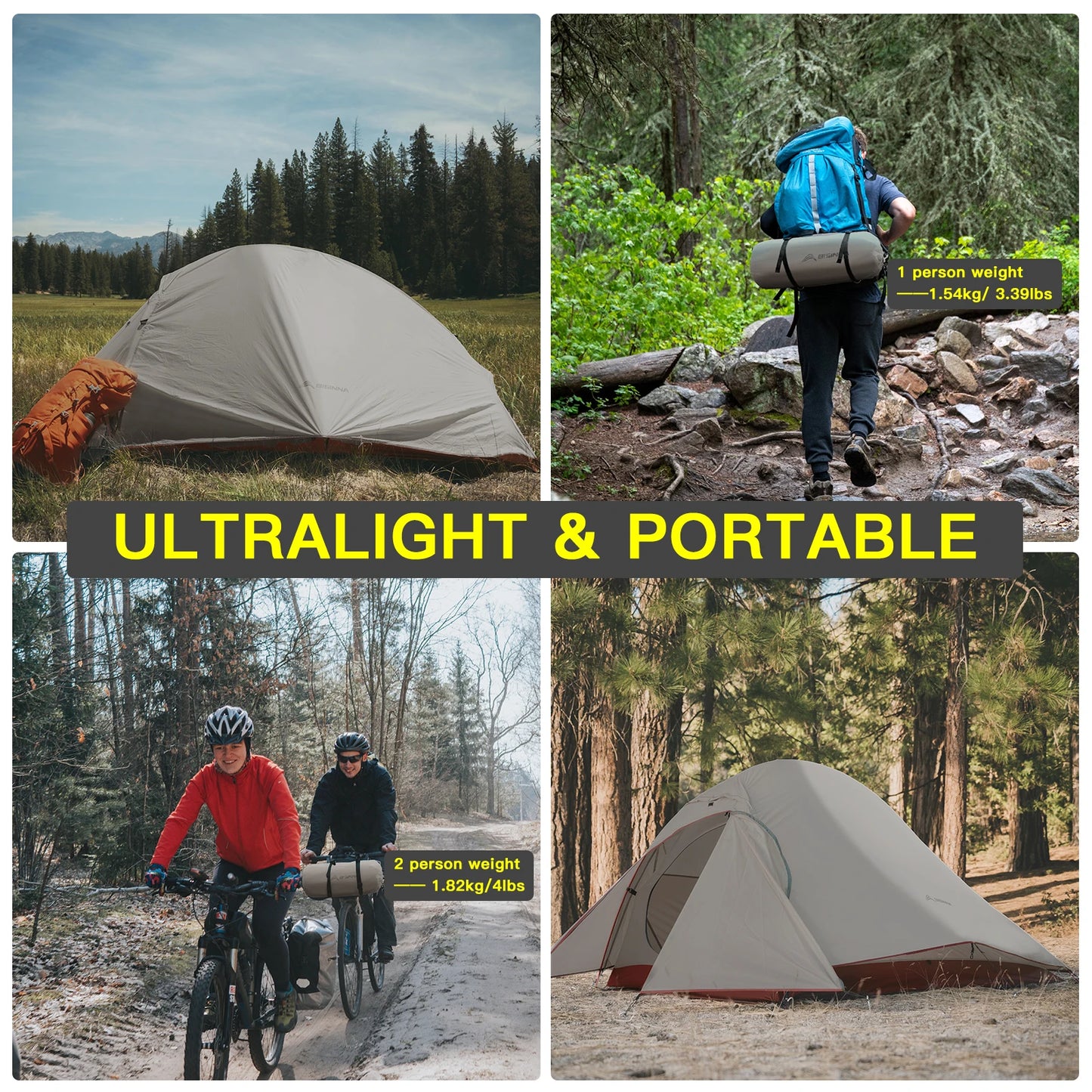 Ultralight Camping Tent for 1-2 Persons – Waterproof Nylon
