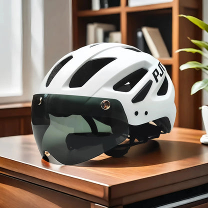 PJT Rechargeable LED Cycling Helmet with Sunglasses Shield