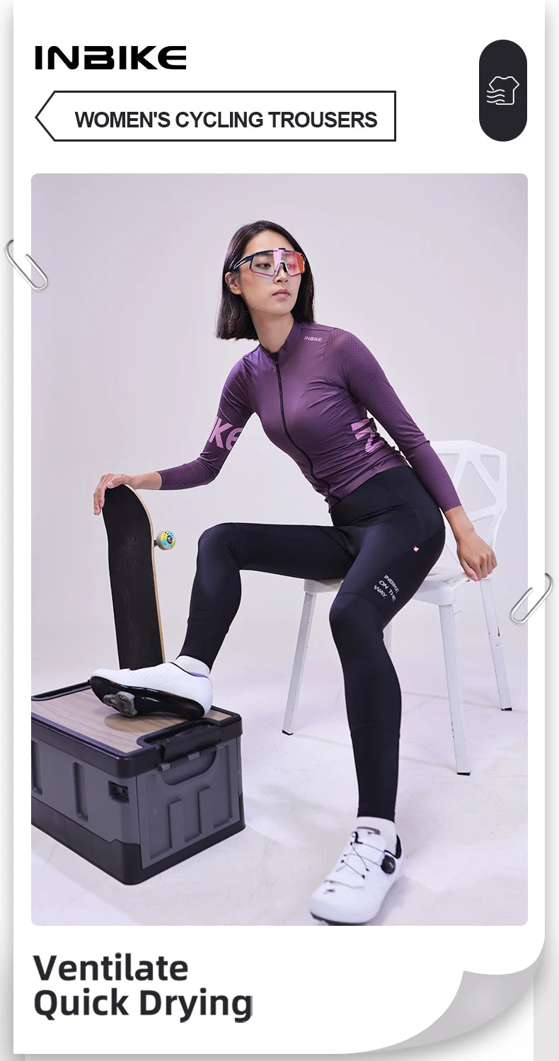 INBIKE 2024 Women’s Cycling Pants – Long Padded Bike Tights with Pockets