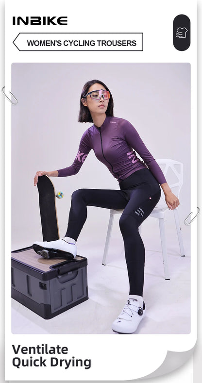 INBIKE 2024 Women’s Cycling Pants – Long Padded Bike Tights with Pockets