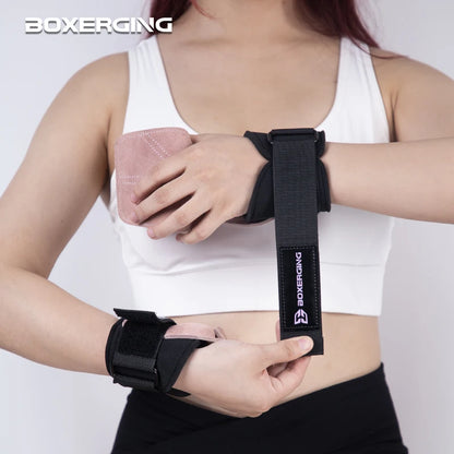 Cowhide Gym Gloves Grips Anti-Skid Weight Power Belt Lifting Pads Deadlift Belt Workout Crossfit Fitness Gloves Palm Protection