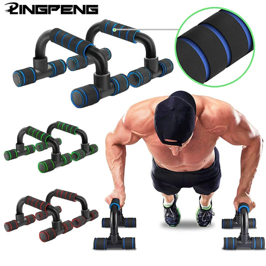 1 Pair U-Shaped Push-Up Bars with Hand Sponge Grip – Home Gym Strength Training