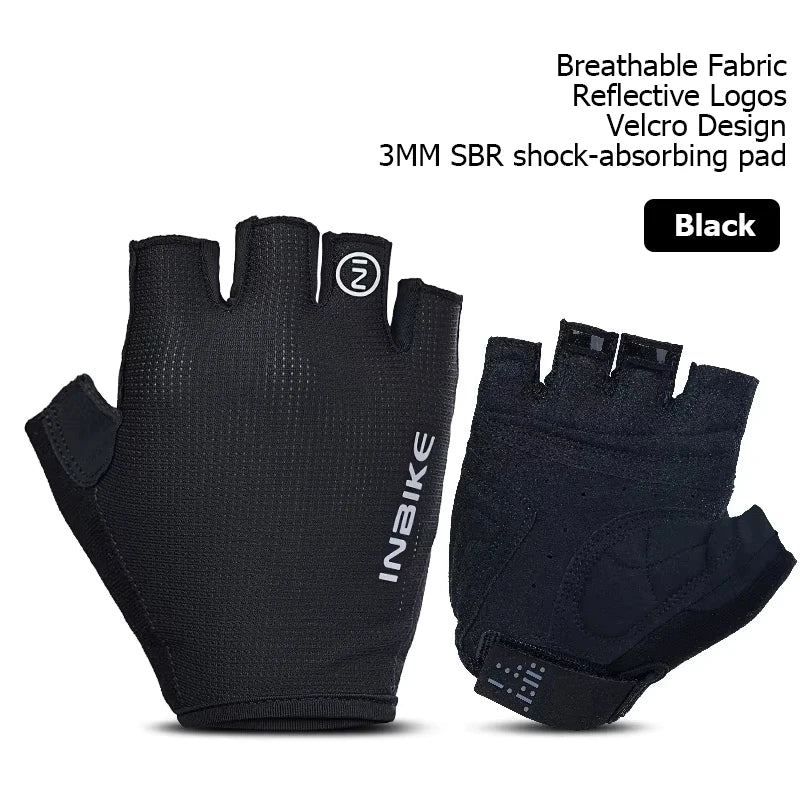 INBIKE Half Finger Cycling Gloves – Breathable, Shock-Absorption MTB Gloves
