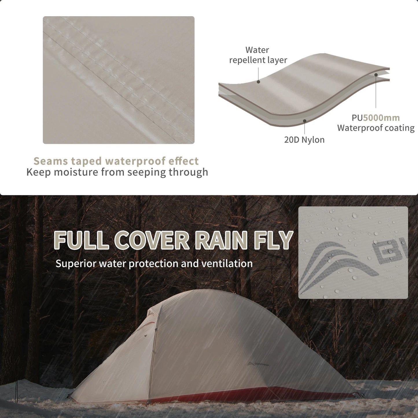 Ultralight Camping Tent for 1-2 Persons – Waterproof Nylon