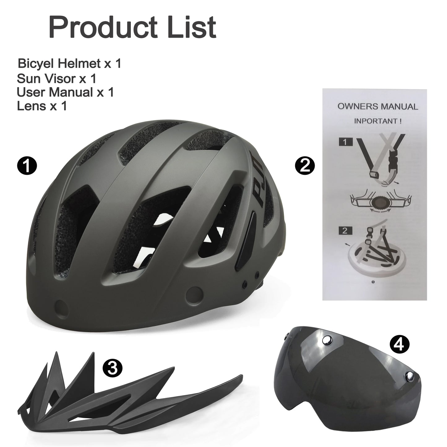 PJT Rechargeable LED Cycling Helmet with Sunglasses Shield