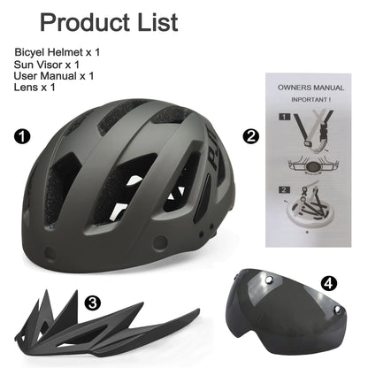 PJT Rechargeable LED Cycling Helmet with Sunglasses Shield