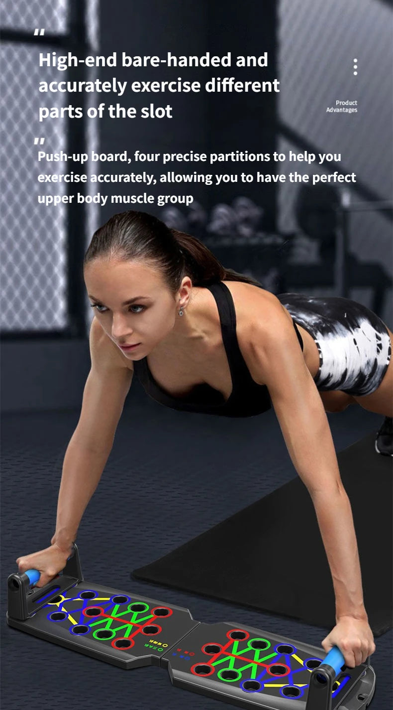 Portable Multifunctional Push-Up Board Set with Handles – Foldable Home Gym Equipment for Chest, Abs, Arms & Back Training