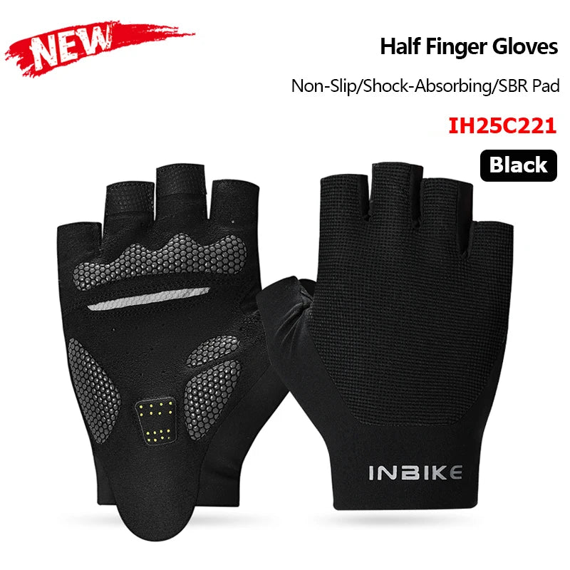 INBIKE Half Finger Cycling Gloves – Breathable, Shock-Absorption MTB Gloves