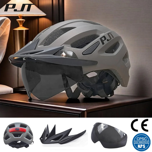 PJT Rechargeable LED Cycling Helmet with Sunglasses Shield