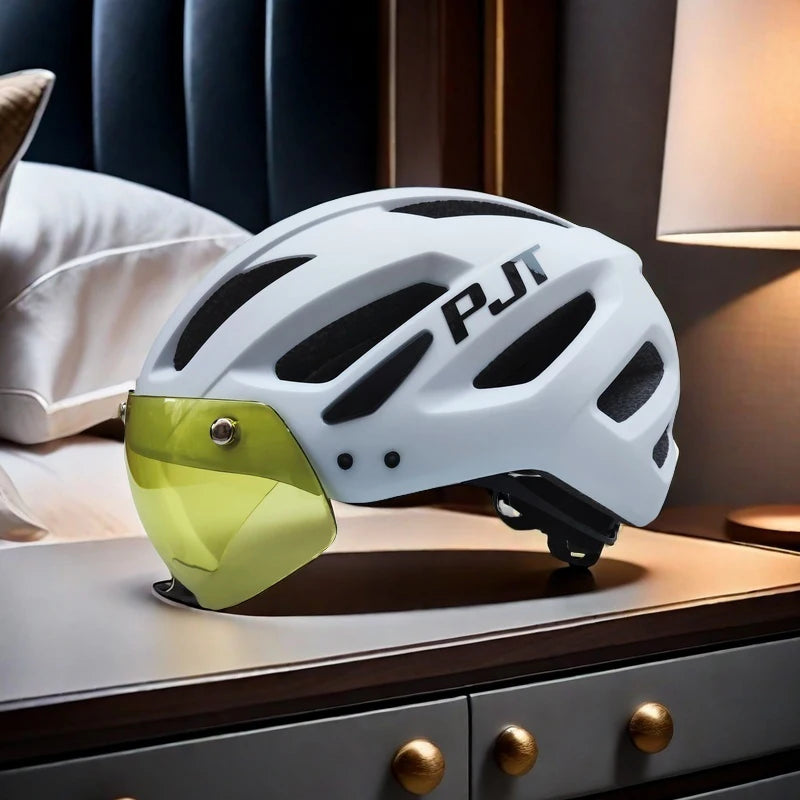 PJT Rechargeable LED Cycling Helmet with Sunglasses Shield