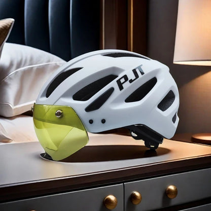 PJT Rechargeable LED Cycling Helmet with Sunglasses Shield