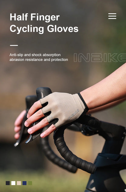 INBIKE Half Finger Cycling Gloves – Breathable, Shock-Absorption MTB Gloves