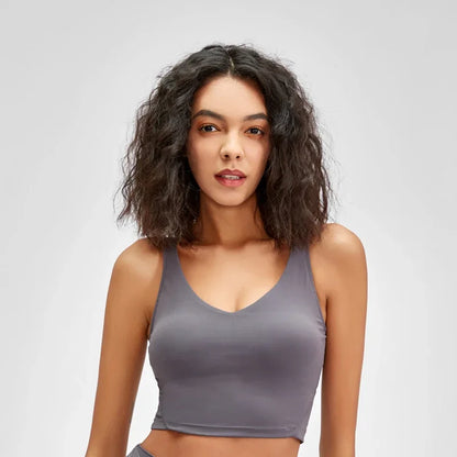 Crop Top – Longline Sports Bra with Shelf Bra