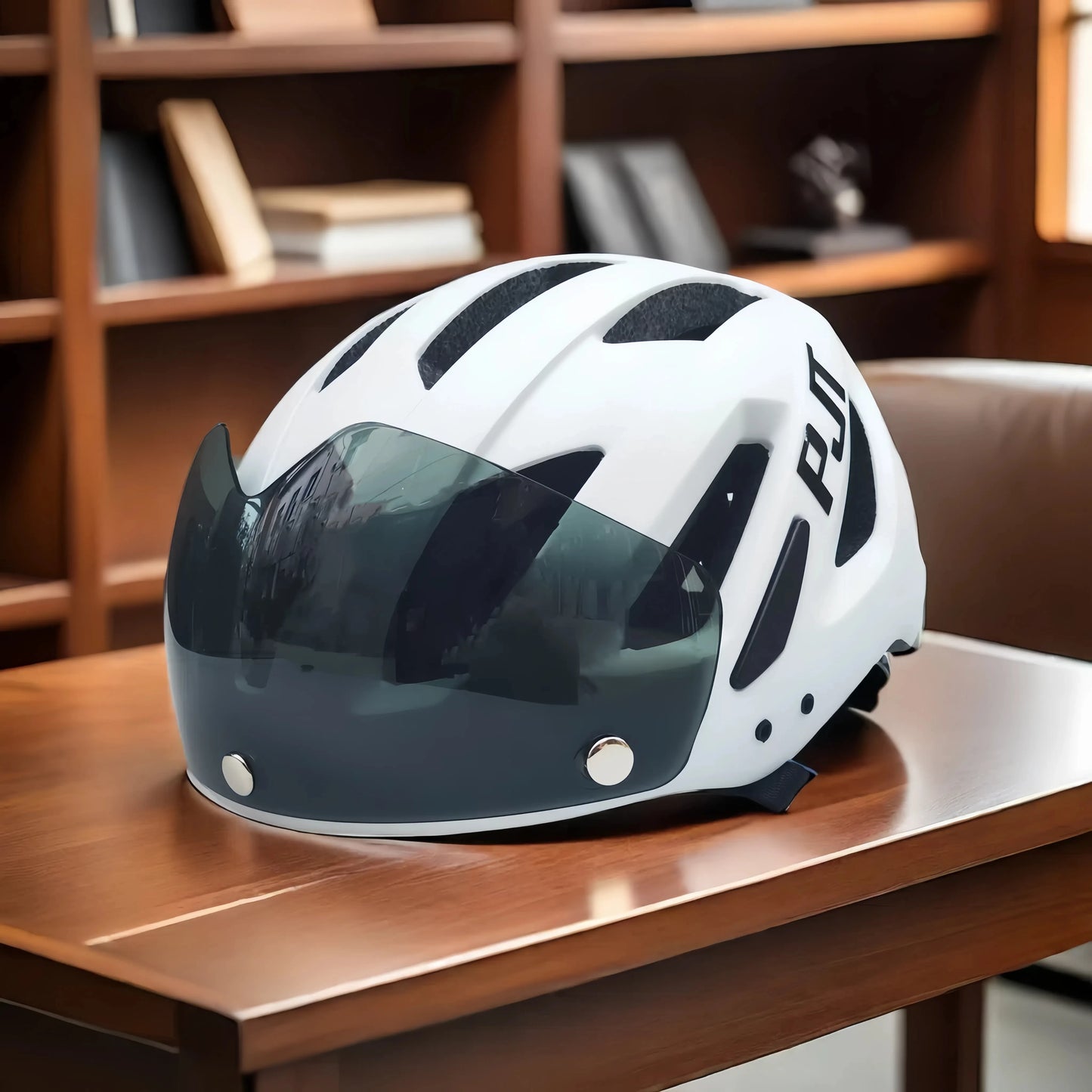 PJT Rechargeable LED Cycling Helmet with Sunglasses Shield