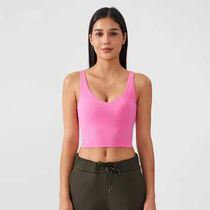 Women's Sports Bra – U-Back, Fixed Pad, Shockproof Yoga & Gym Crop Top