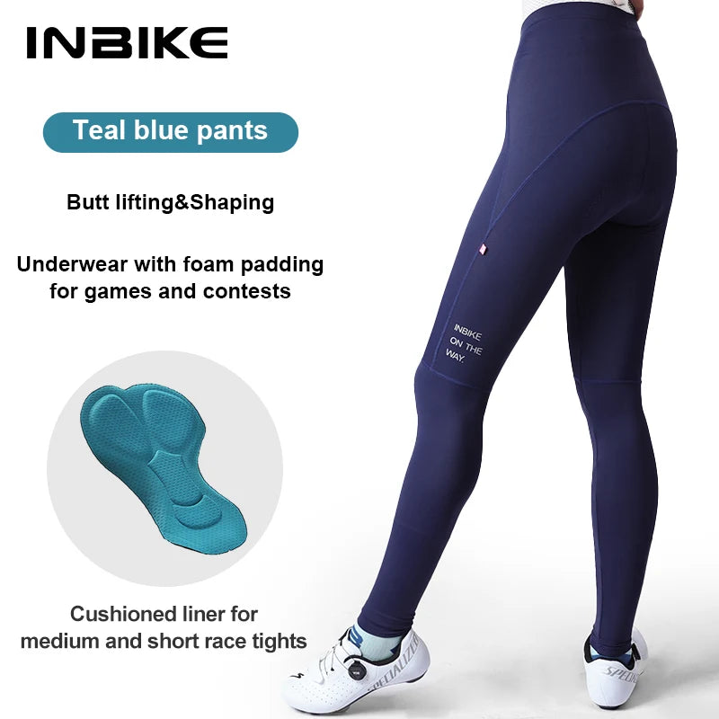 INBIKE 2024 Women’s Cycling Pants – Long Padded Bike Tights with Pockets
