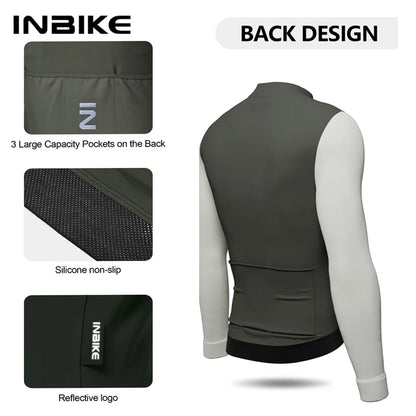 INBIKE Men’s Winter Cycling Jersey – Fleece, Reflective, Full Zippe