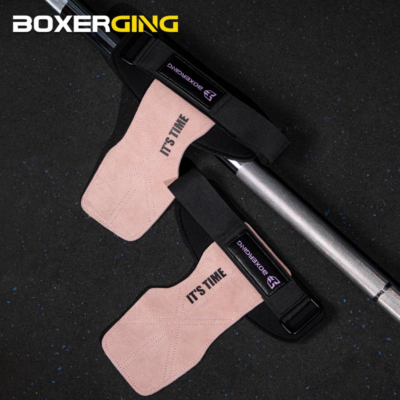 Cowhide Gym Gloves Grips Anti-Skid Weight Power Belt Lifting Pads Deadlift Belt Workout Crossfit Fitness Gloves Palm Protection