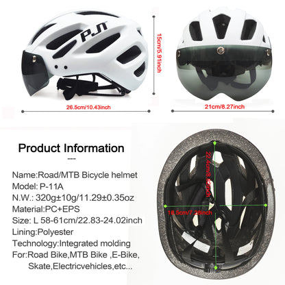 PJT Rechargeable LED Cycling Helmet with Sunglasses Shield
