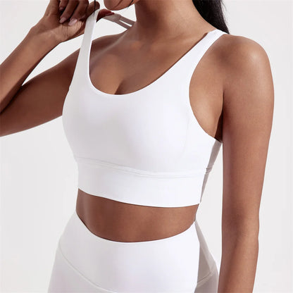Women’s Solid Color Crossback Sports Bra – High Support, Padded