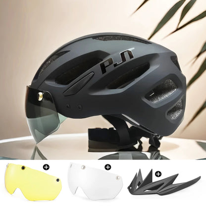 PJT Rechargeable LED Cycling Helmet with Sunglasses Shield