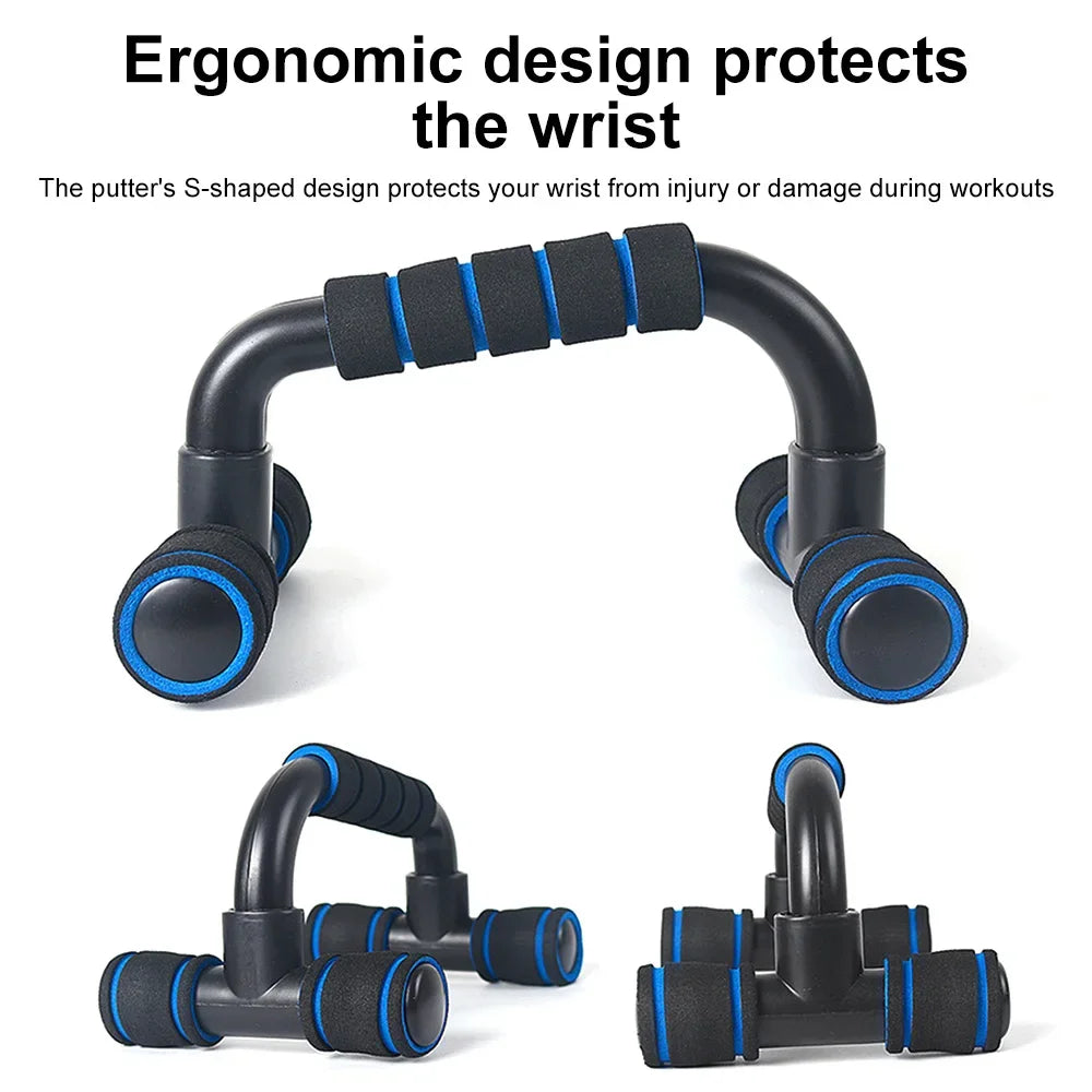 1 Pair U-Shaped Push-Up Bars with Hand Sponge Grip – Home Gym Strength Training