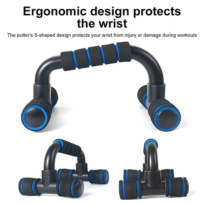 1 Pair U-Shaped Push-Up Bars with Hand Sponge Grip – Home Gym Strength Training